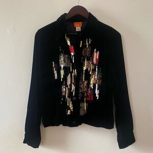 VINTAGE 90s STYLE LIGHT SEQUIN + VELVET FASHION JACKET